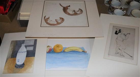 Eileen Sope, watercolour, Stoats and 27 other watercolours, drawings and prints